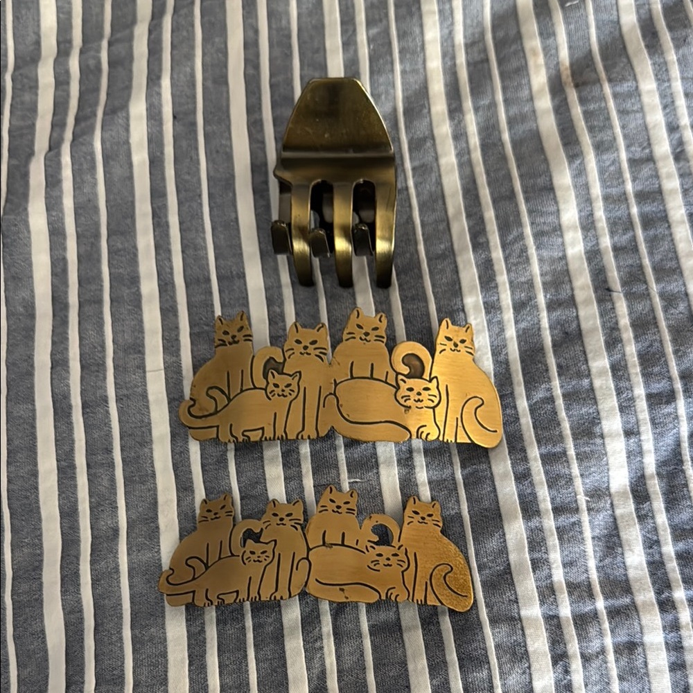 Brass Cat Hair Clip Set
